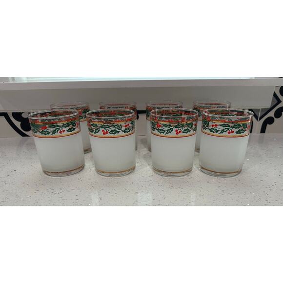 Vintage Set of 8 Culver 14-oz DOF Glasses Silk Screened & Gold Trim - Picture 1 of 3